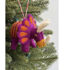 ORNAMENTS 4 ORPHANS Triceratops Dinosaur Felt Wool  Ornament