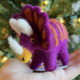 ORNAMENTS 4 ORPHANS Triceratops Dinosaur Felt Wool  Ornament