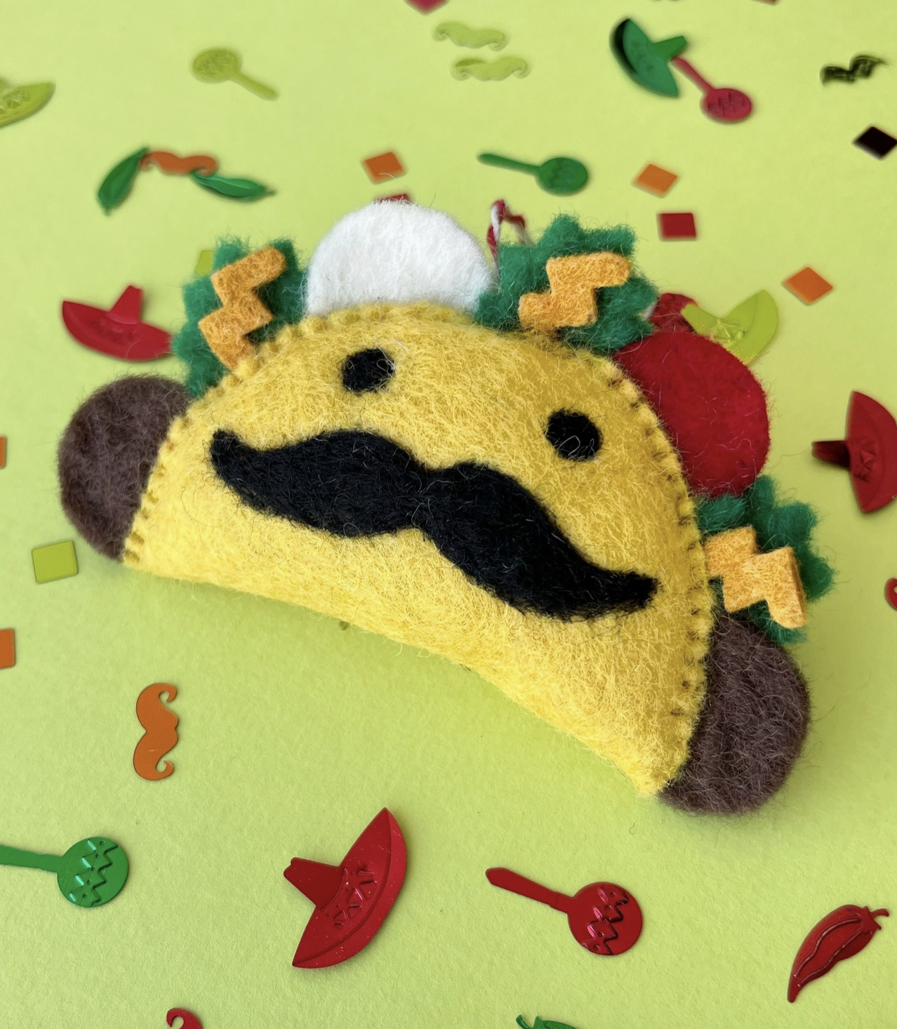 ORNAMENTS 4 ORPHANS Taco Man Felt Wool Ornament