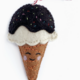 ORNAMENTS 4 ORPHANS Ice Cream Cone Felt Wool Ornament, Smiling