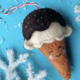 ORNAMENTS 4 ORPHANS Ice Cream Cone Felt Wool Ornament, Smiling