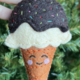 ORNAMENTS 4 ORPHANS Ice Cream Cone Felt Wool Ornament, Smiling