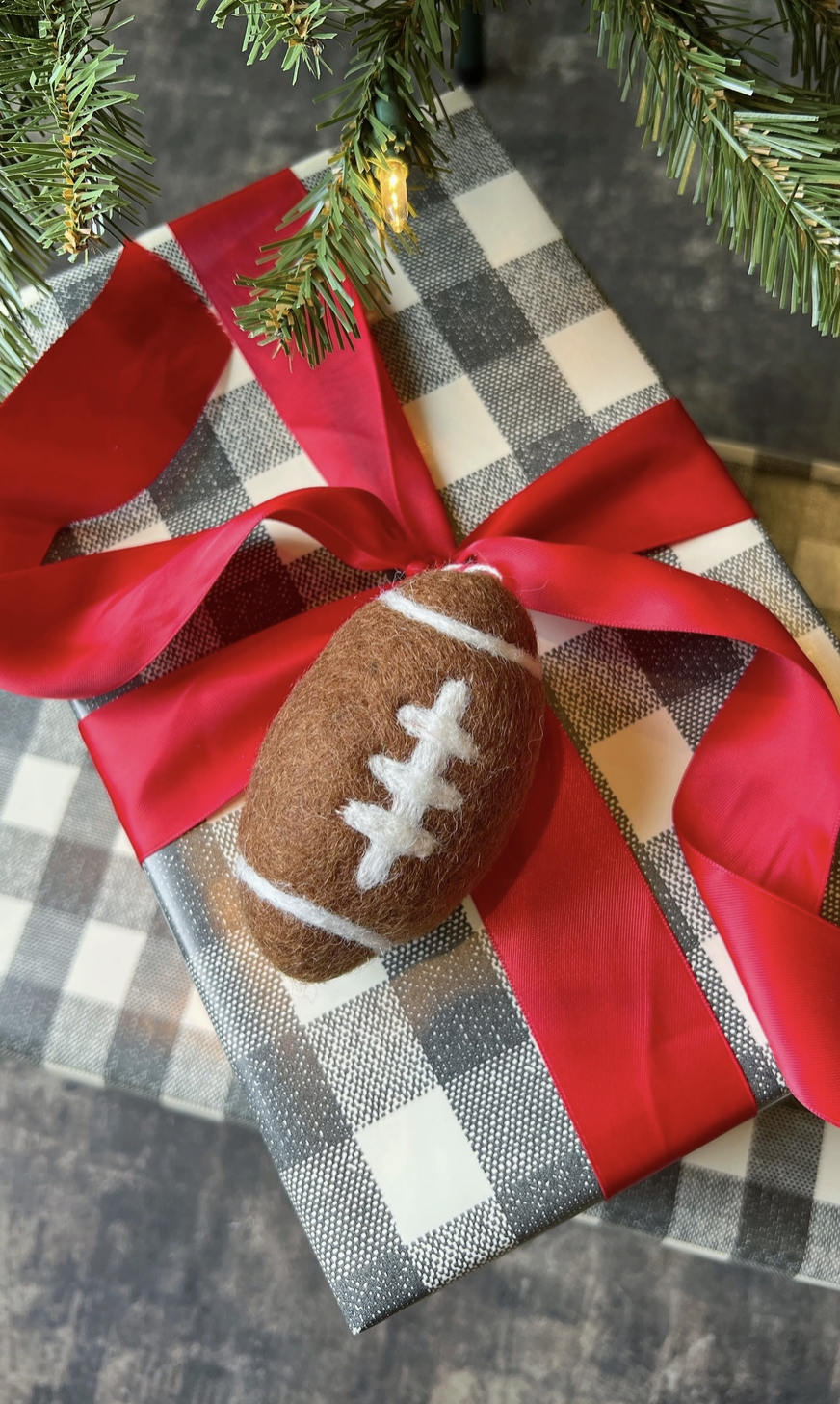 ORNAMENTS 4 ORPHANS Football Felt Wool Ornament
