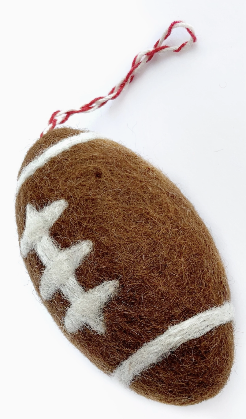 ORNAMENTS 4 ORPHANS Football Felt Wool Ornament