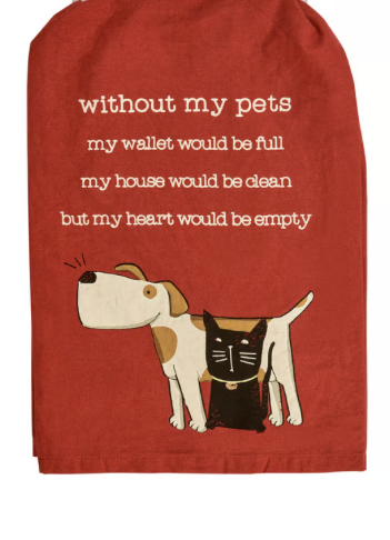 Primitives By Kathy Funny Pet Lover Kitchen Towels | Cat & Dog Tea Towels