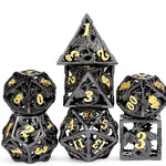 GTH Hollow Dice Set (7pcs) (Dragon) [Black & Gold]