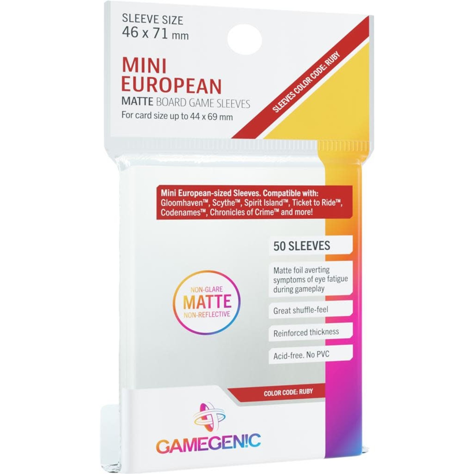 GAMEGEN!C GAMEGENIC Matte Sleeves Mini European (46x71 Ruby)