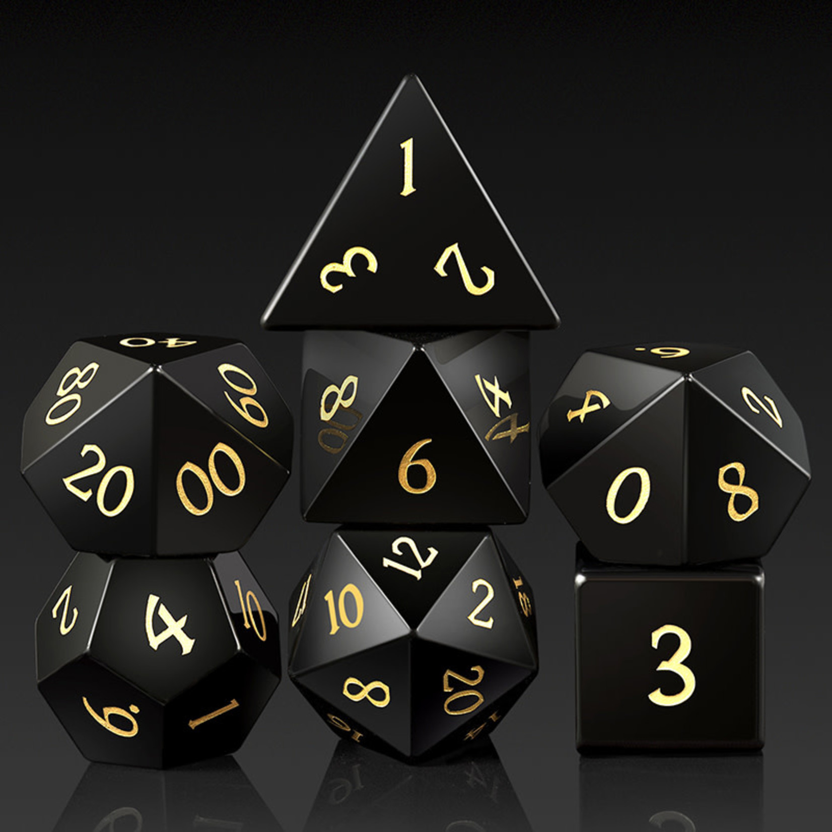 GTH Gemstone Dice Set (7pc) Obsidian (Natural)