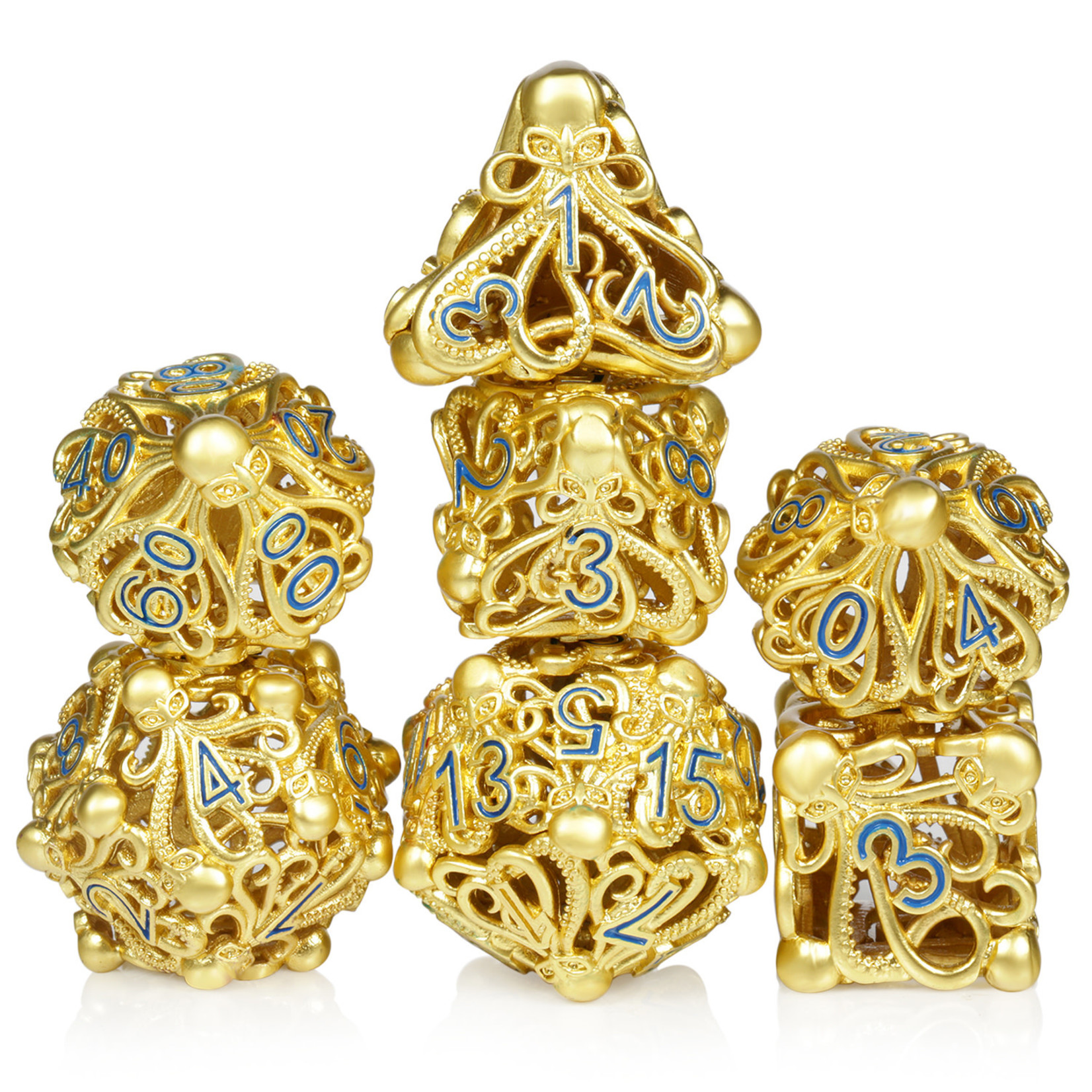 GTH Hollow Dice Set (7pc) Kraken (Gold & Blue)