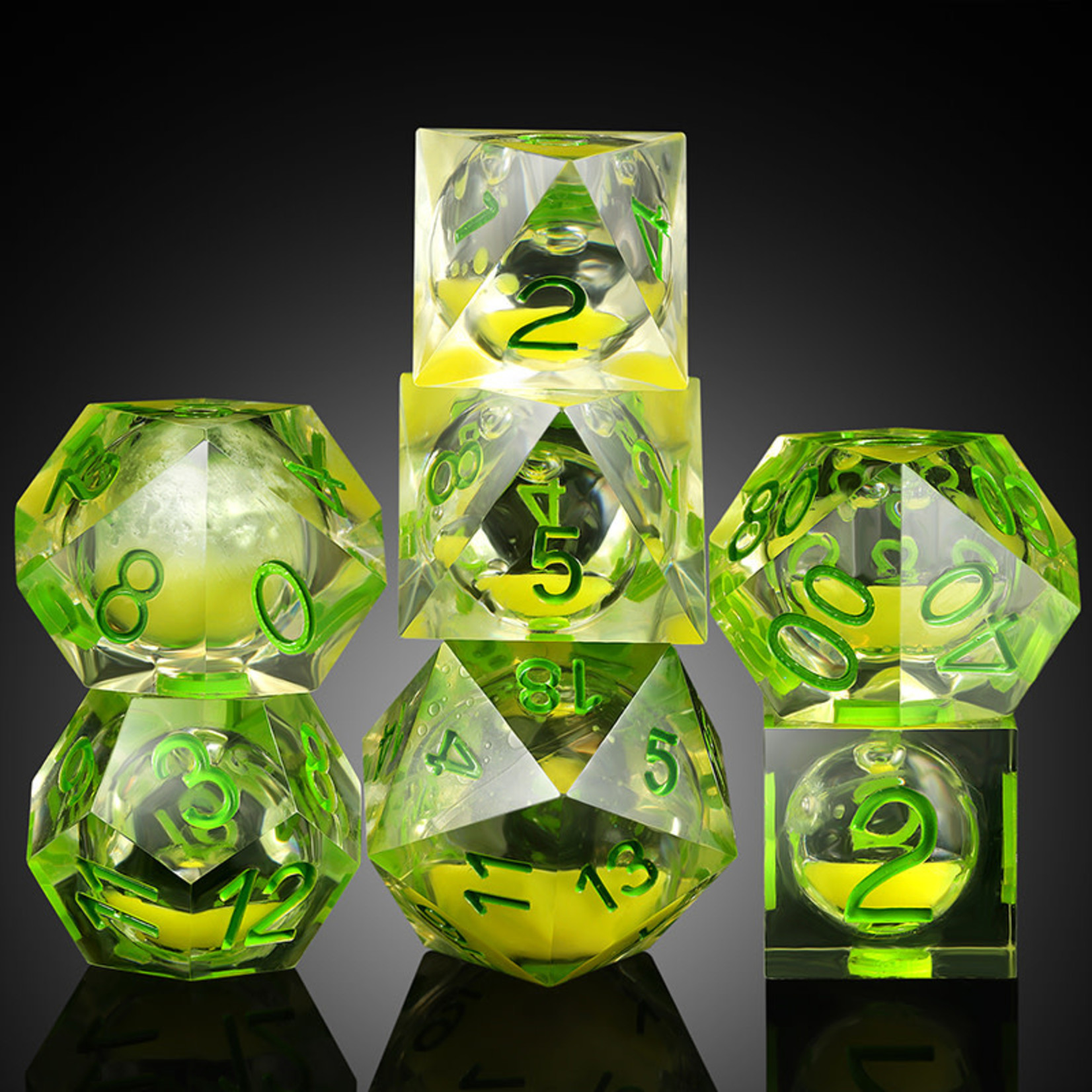 GTH Liquid Core Dice Set (7pc) Green Lava