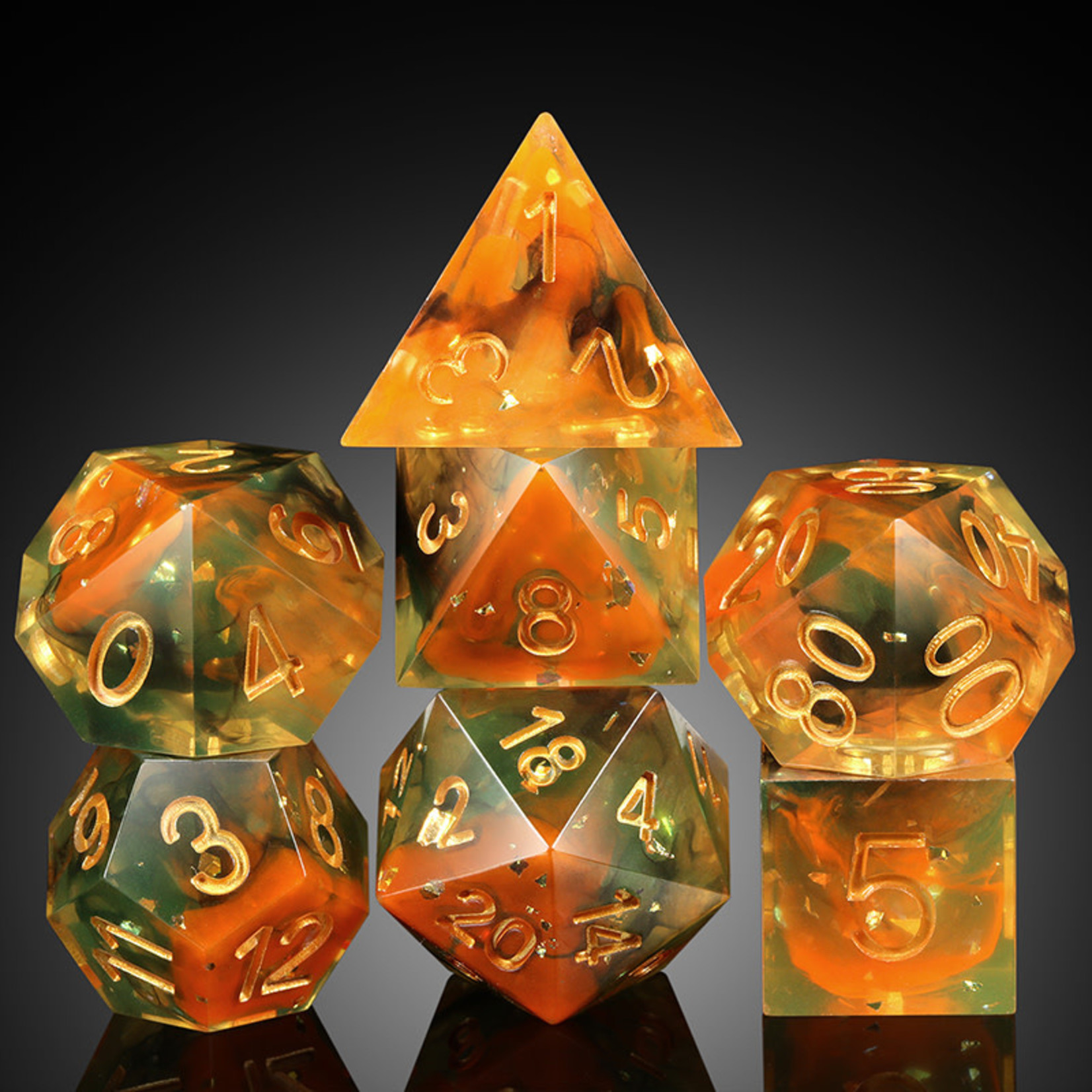 GTH Sharp Edge Dice Set (7pc) Autumn