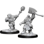 Magic the Gathering Unpainted Miniatures: Dwarf Fighter and Dwarf Cleric