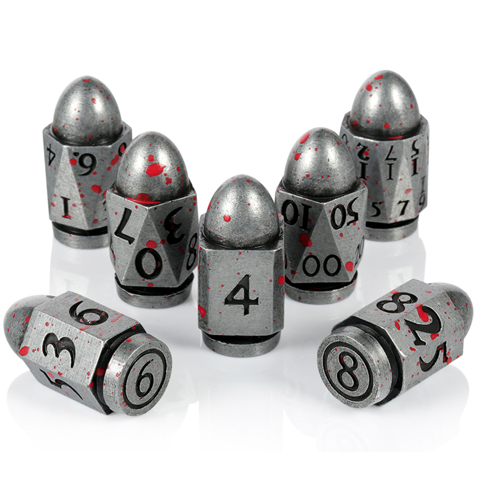 GTH Metal & Enamel Dice Set (7pcs) - Bullet (Blood & Iron)