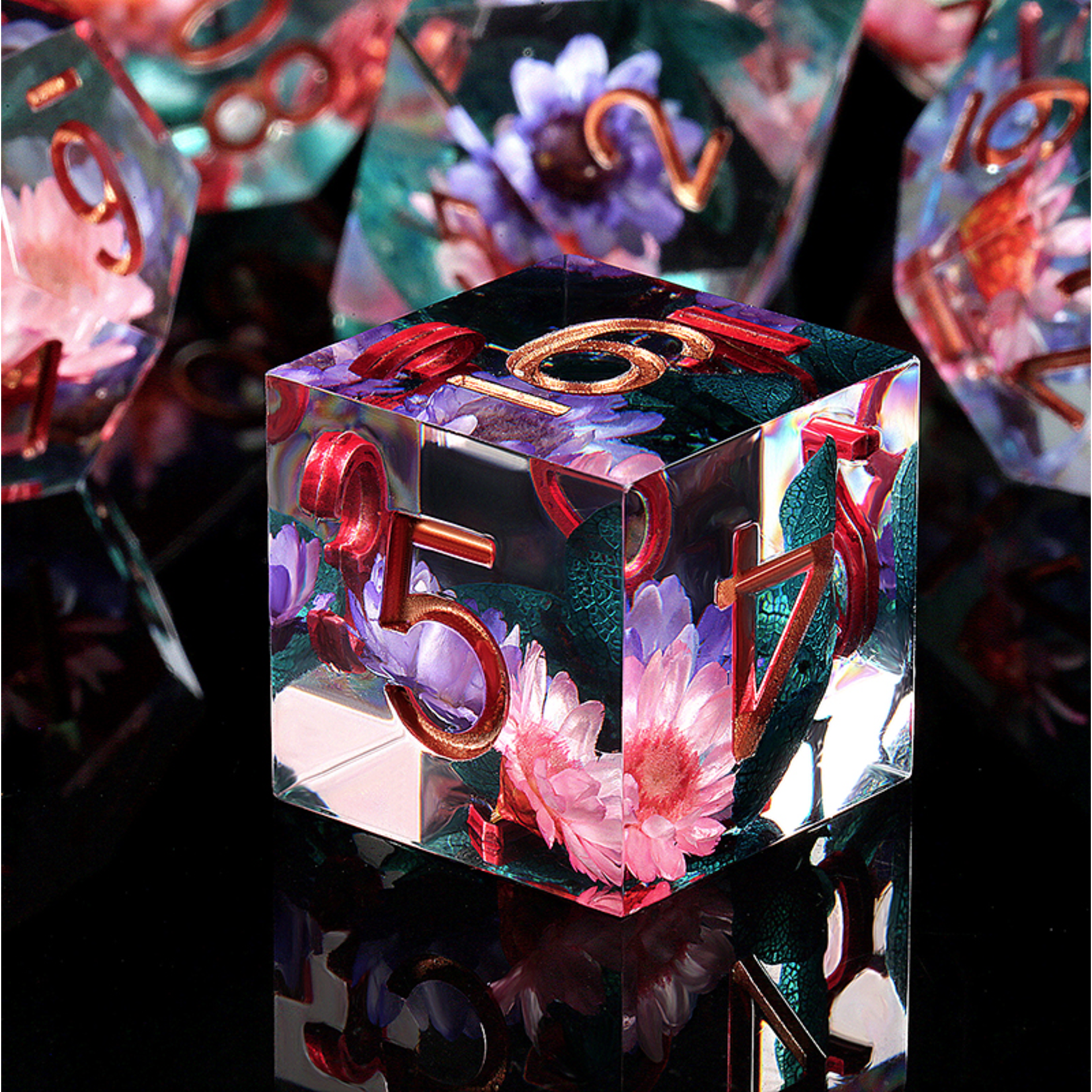 GTH Sharp Edge Dice Set (7pcs) - Secret Garden