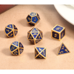 GTH Metal & Enamel Dice Set (7pcs) - Blue & Gold