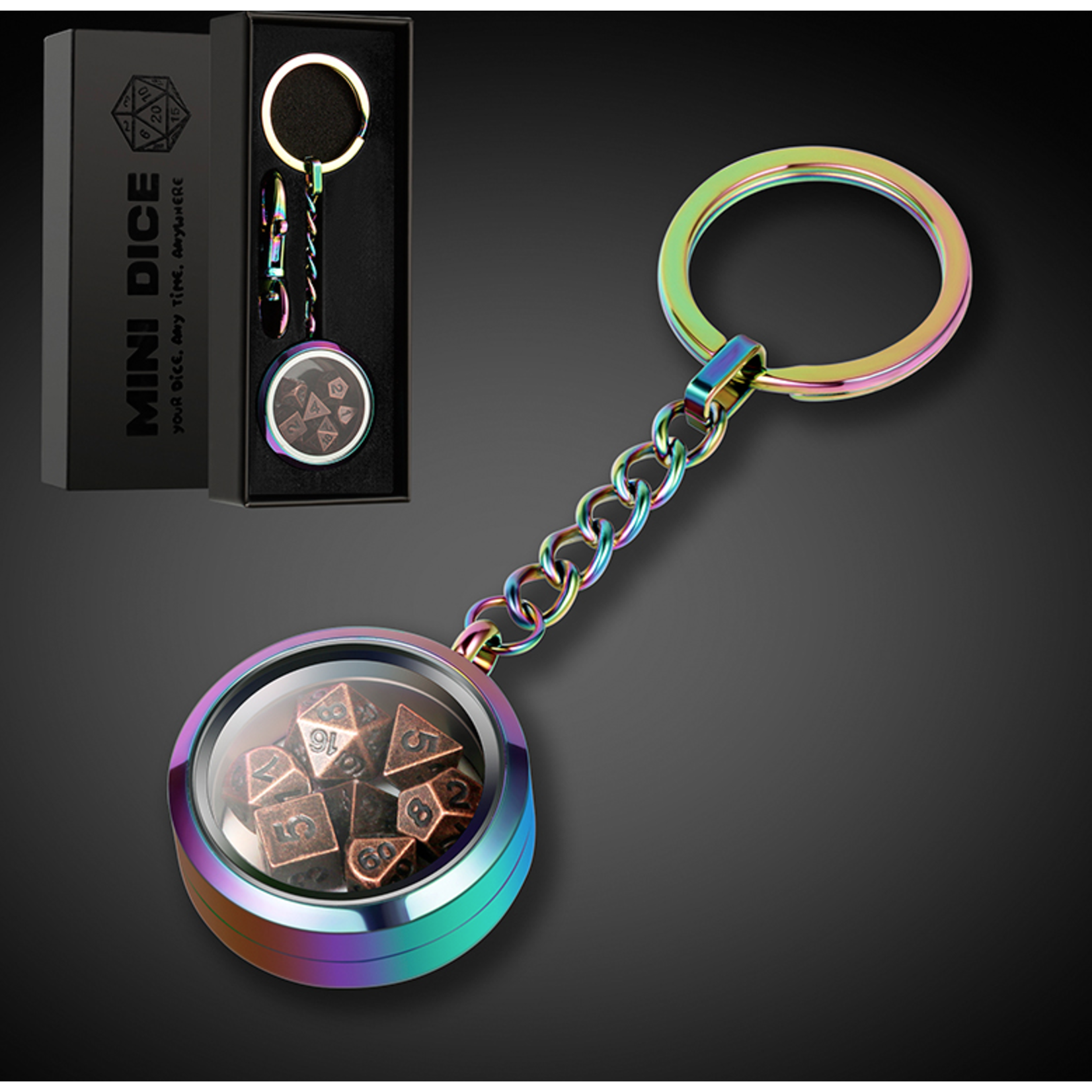 GTH Mini Metal Dice Set & Keychain - Iridescence