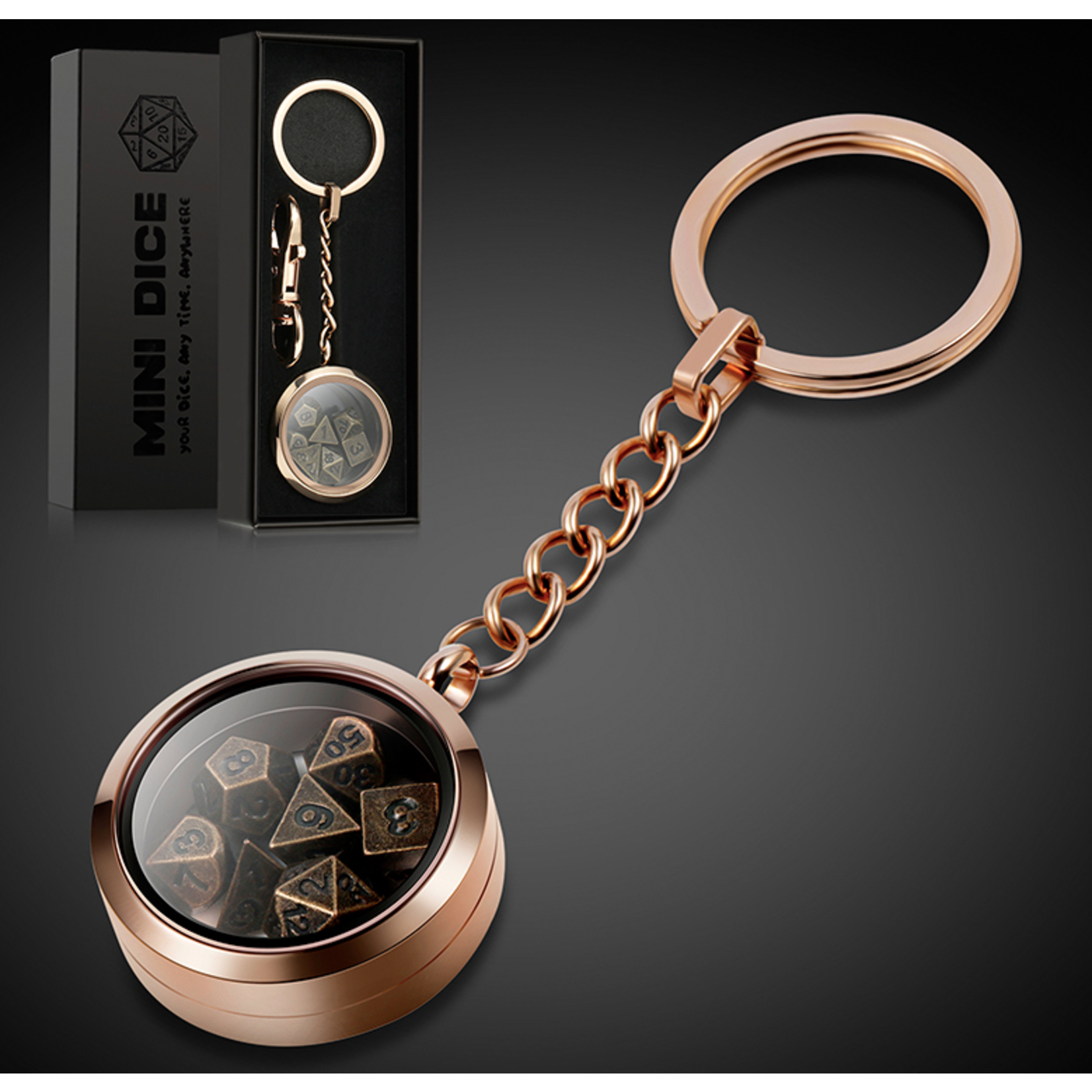 GTH Mini Metal Dice Set & Keychain - Rose Gold