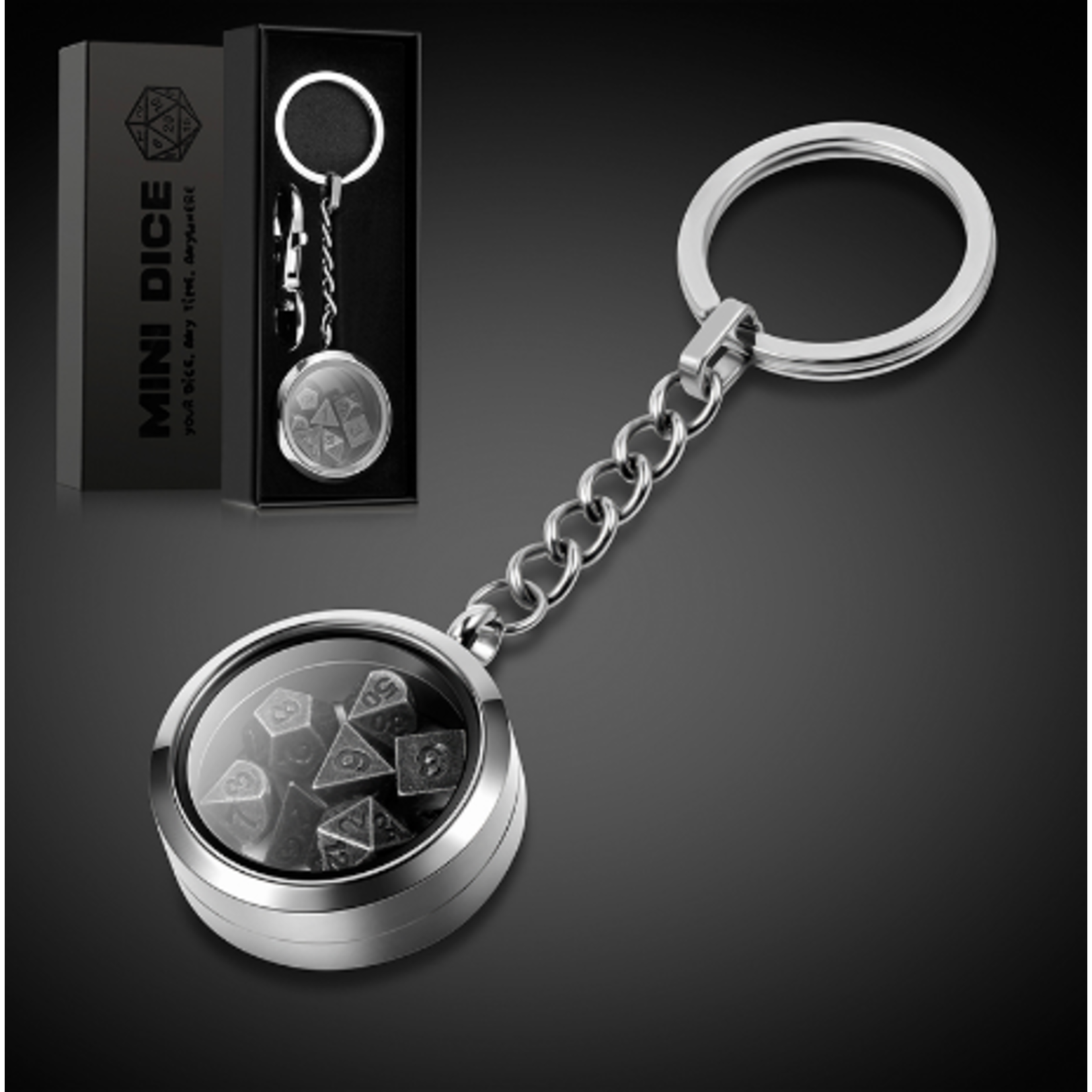 GTH Mini Metal Dice Set & Keychain - Silver