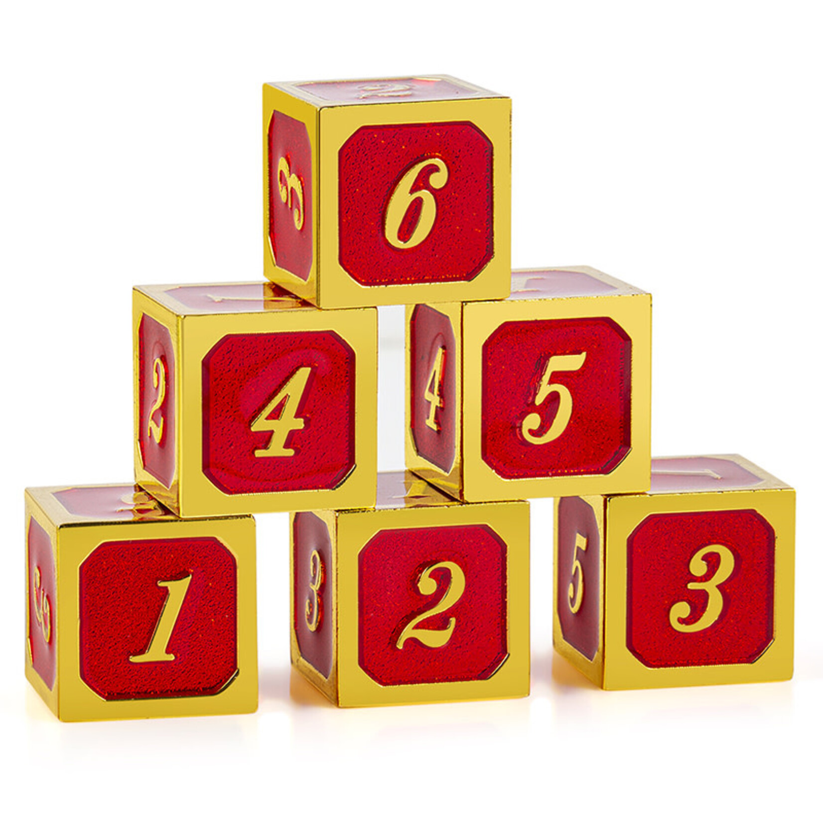 GTH Metal & Enamel D6 Set (12pcs) - Red & Gold