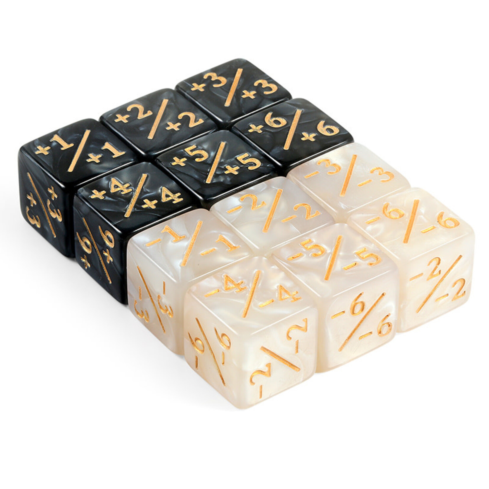 GTH Positive/Negative Dice Counters (12pcs) - Oynx/Marble