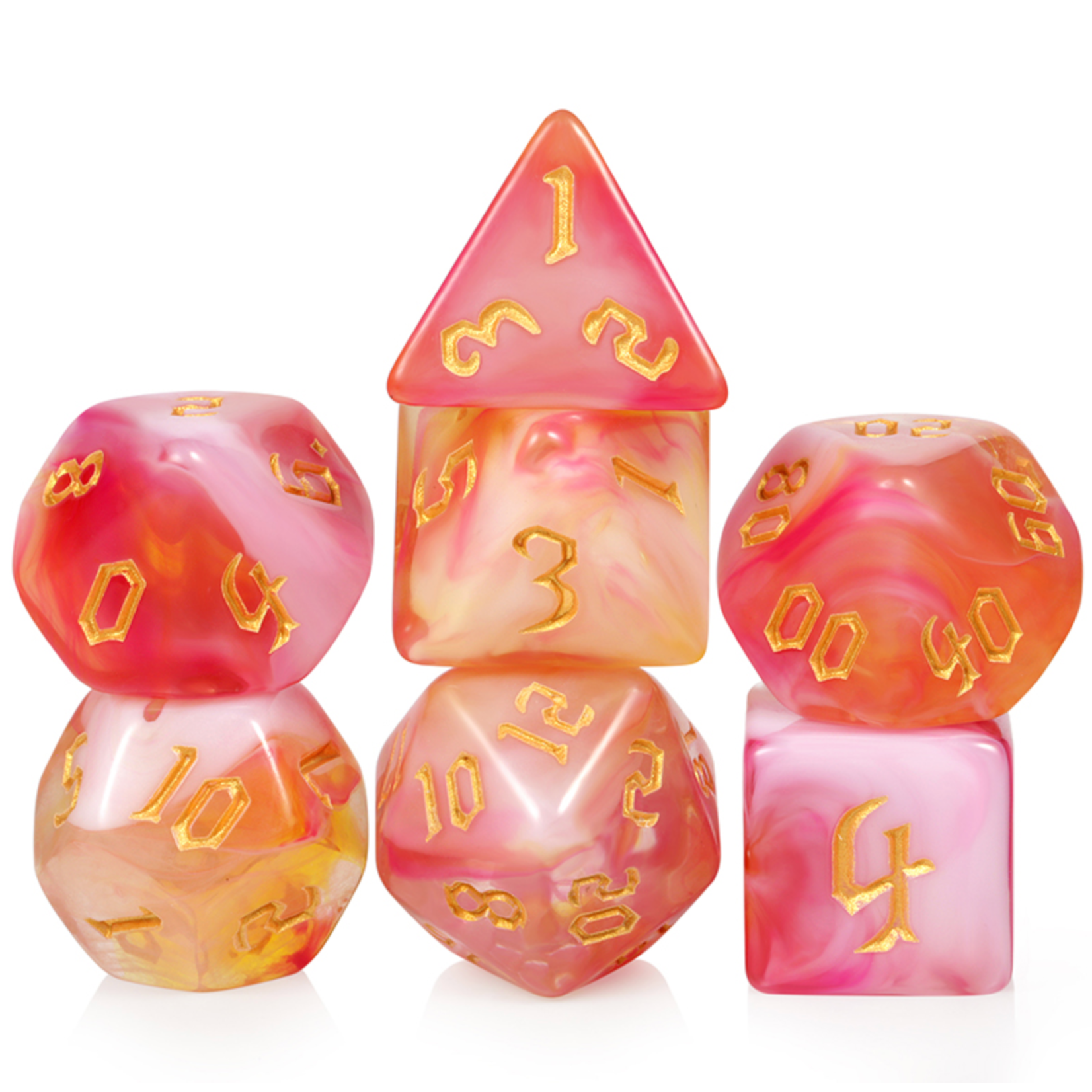 GTH Acrylic Dice Set 7pcs- Flamingo