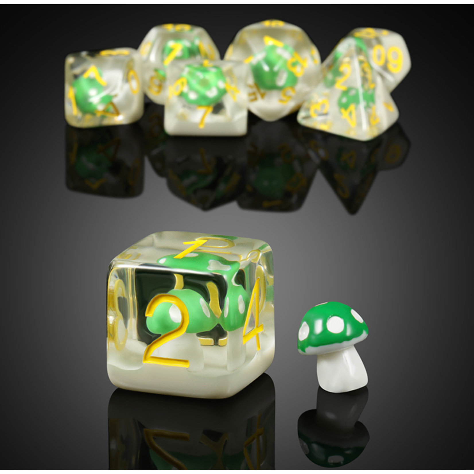 GTH Resin Dice Set (7pcs) - Green Mushroom