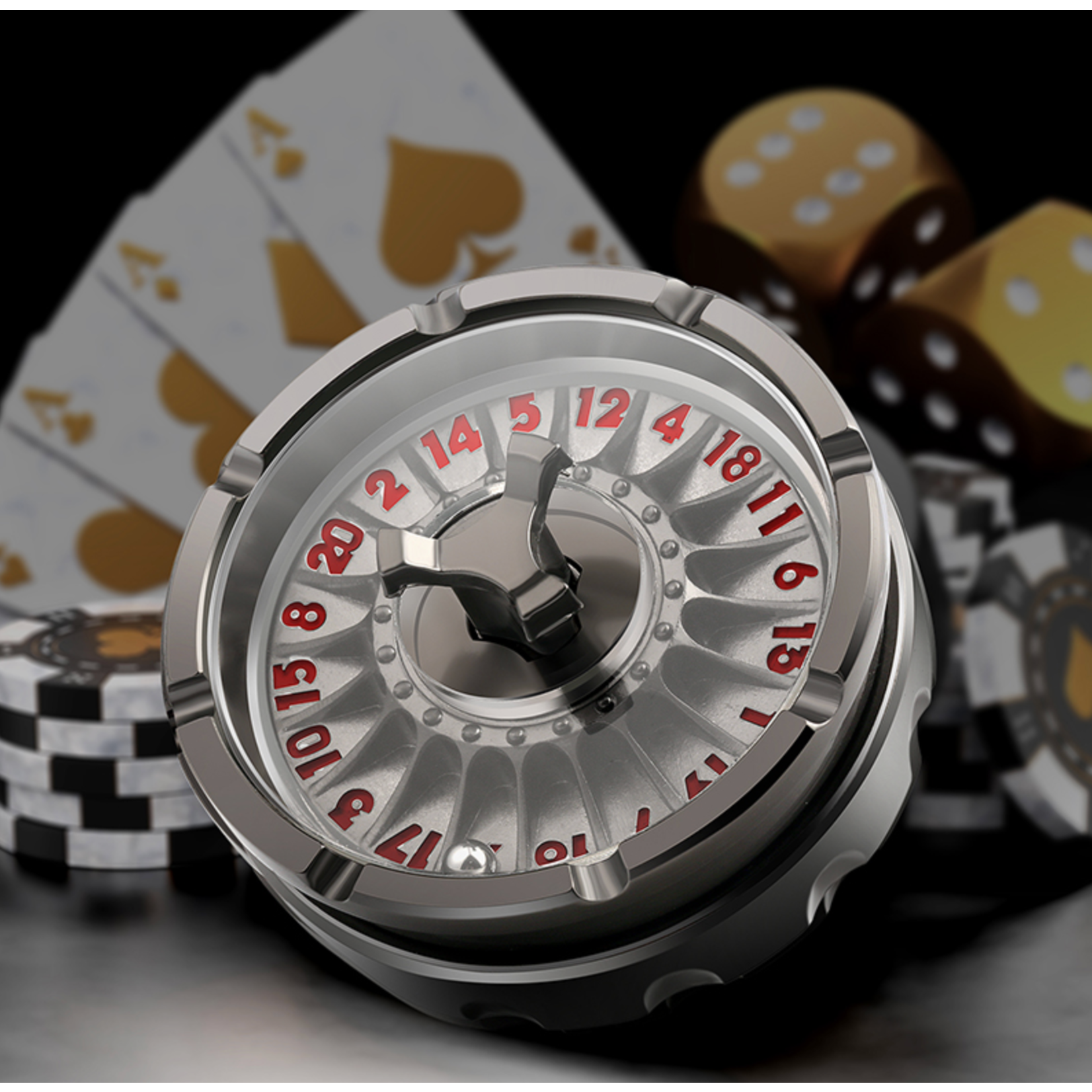 GTH Roulette Dice (D20) Gunmetal/Red