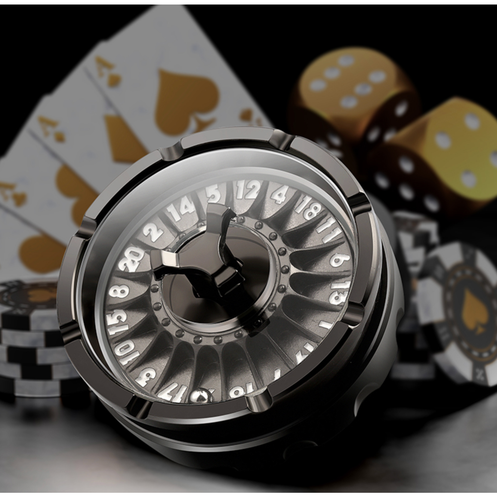 GTH Roulette Dice (D20) Gunmetal/White