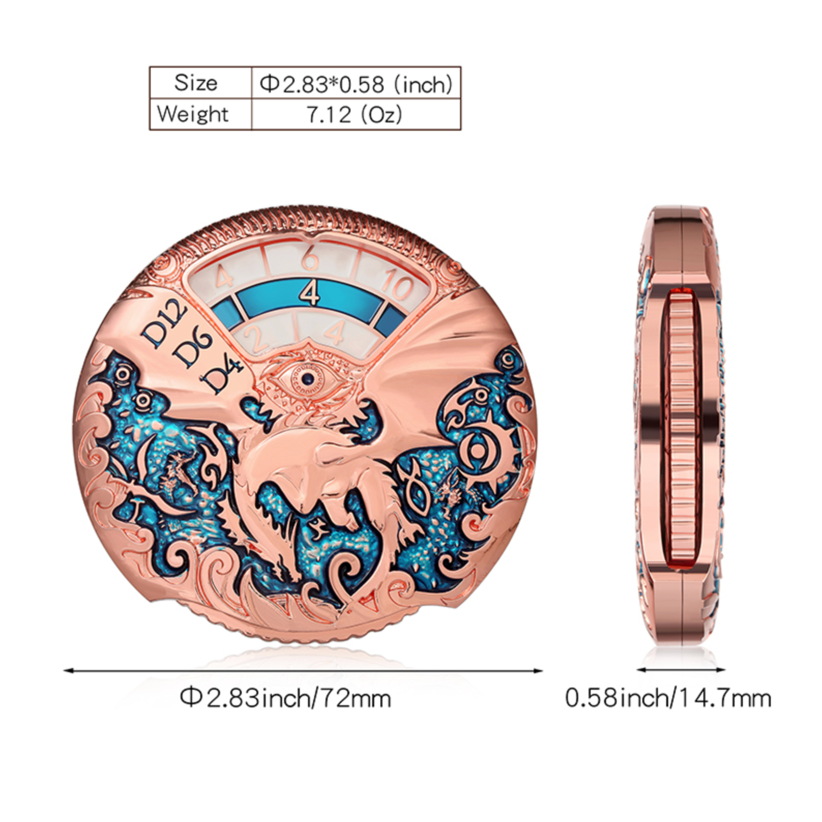 GTH Spinner Dice (D20) Blue/Copper