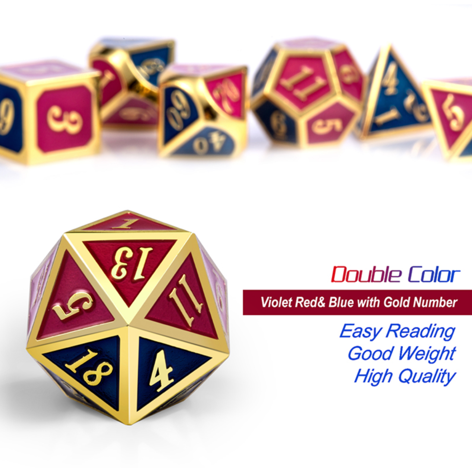 GTH Metal & Enamel Dice Set 7ct - Napoleon