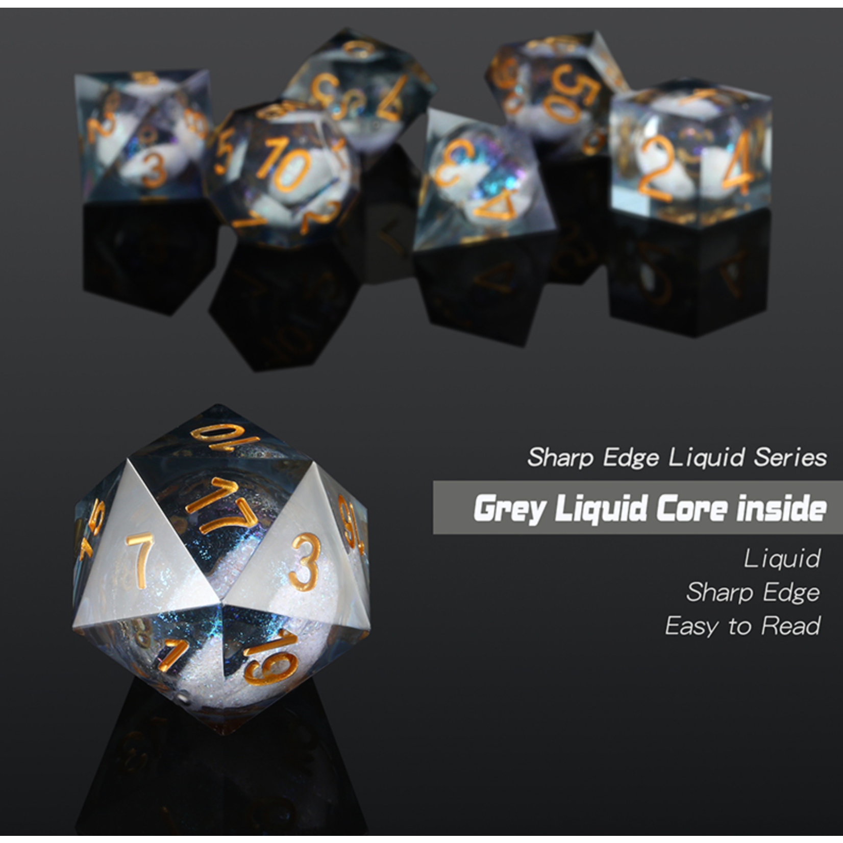 GTH Liquid Core Dice Set (7pcs) - Deep Space