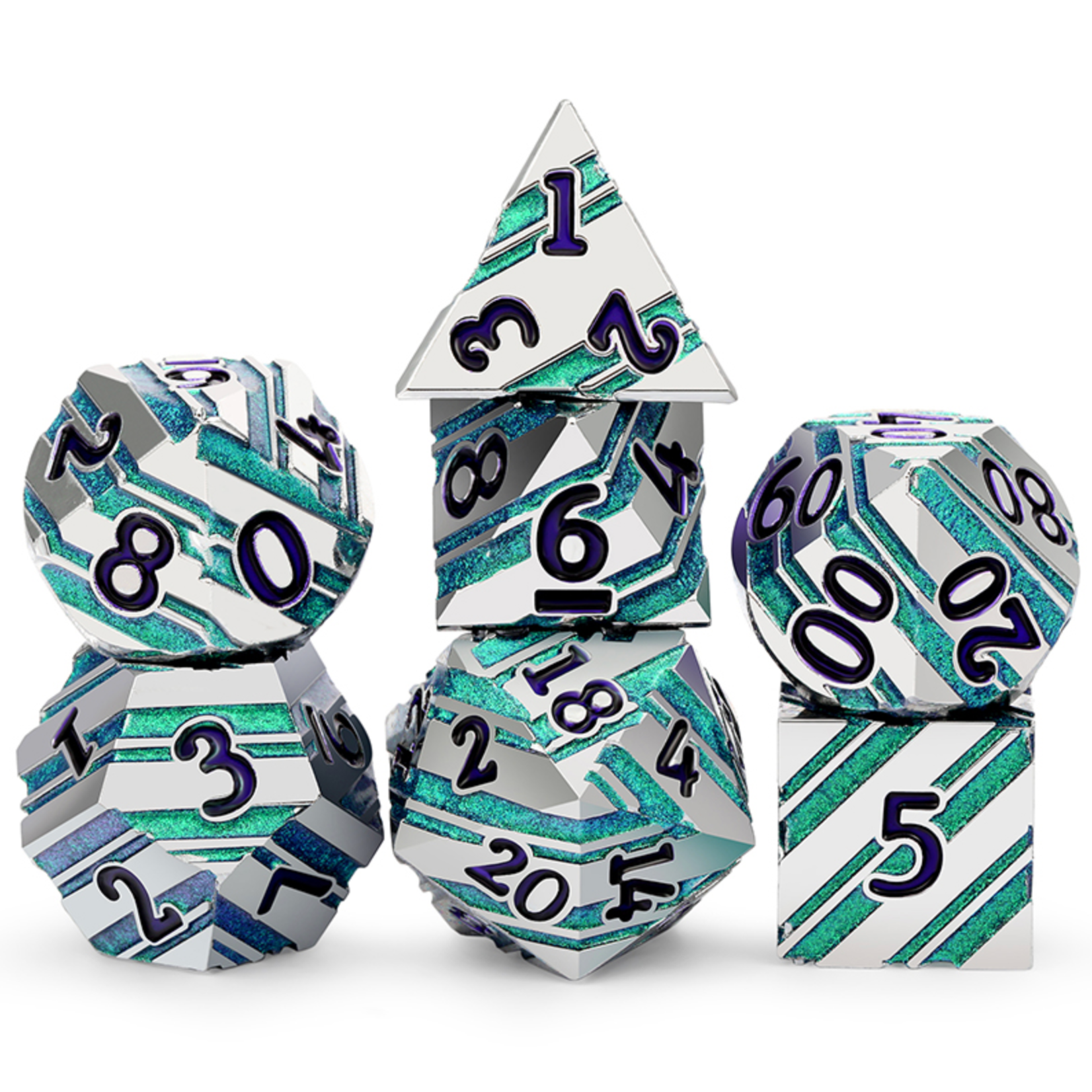 GTH Stripe Dice Set (7pcs) - Caribbean