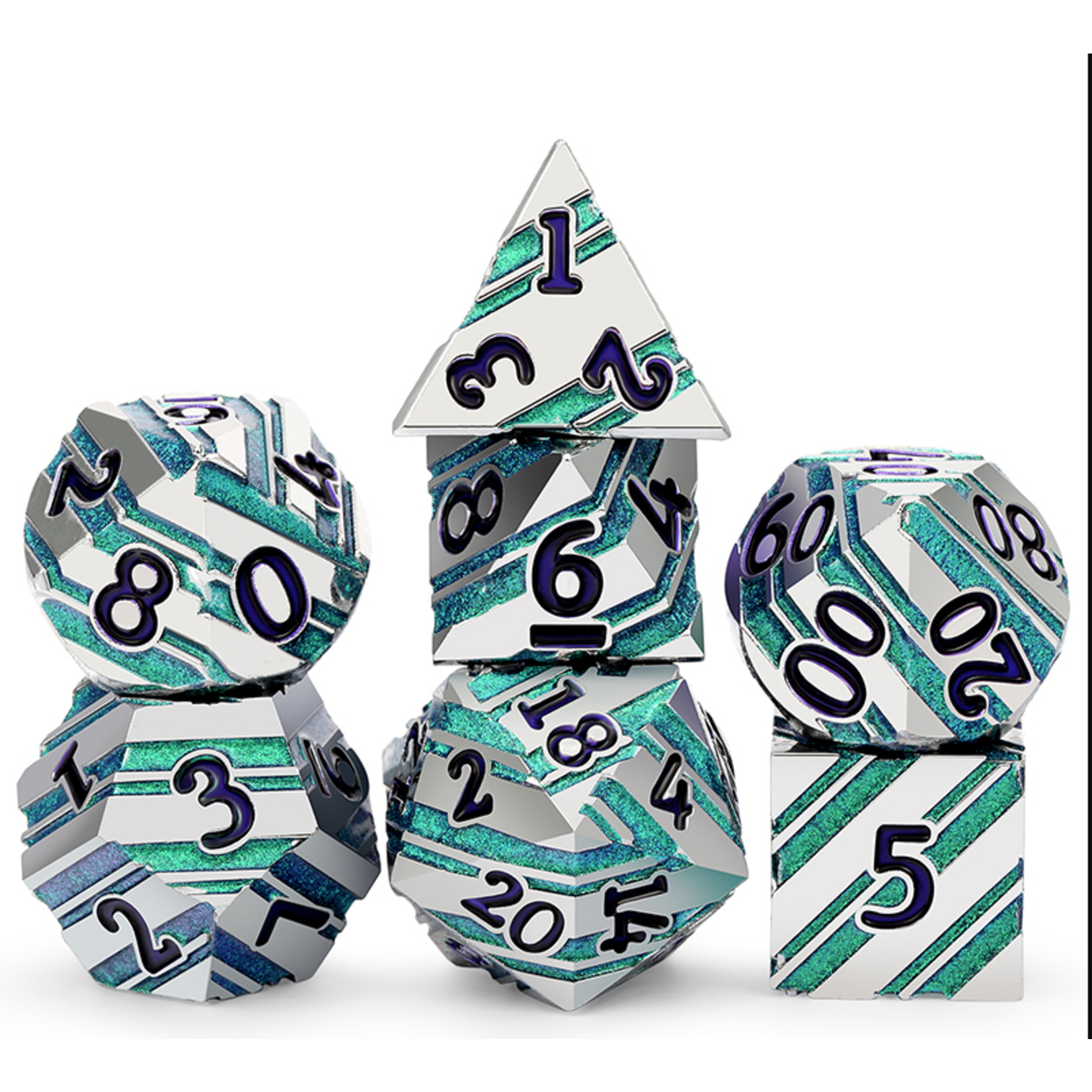 GTH Stripe Dice Set (7pcs) - Caribbean