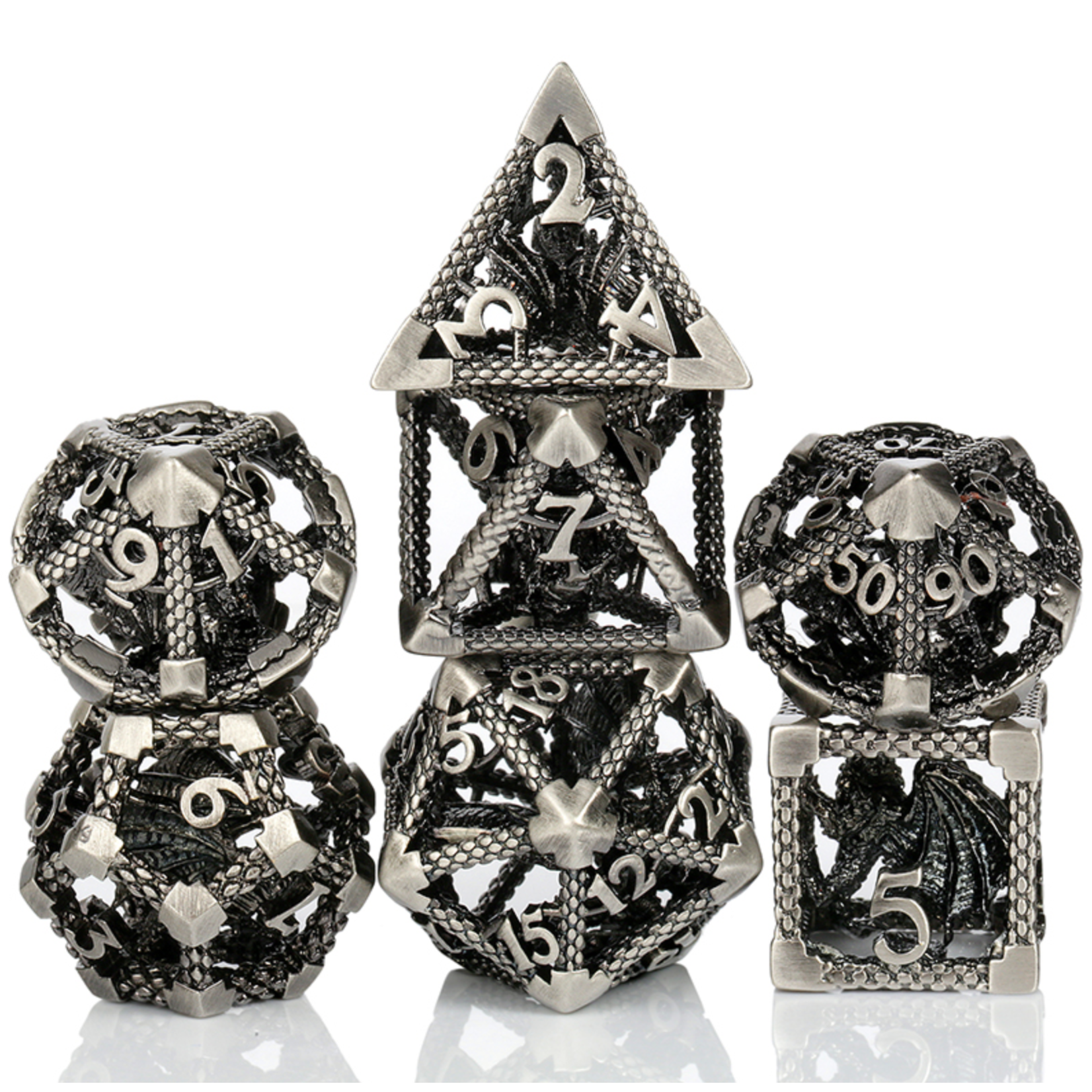 GTH Hollow Dice Set (7pc) Dragon Cage Iron