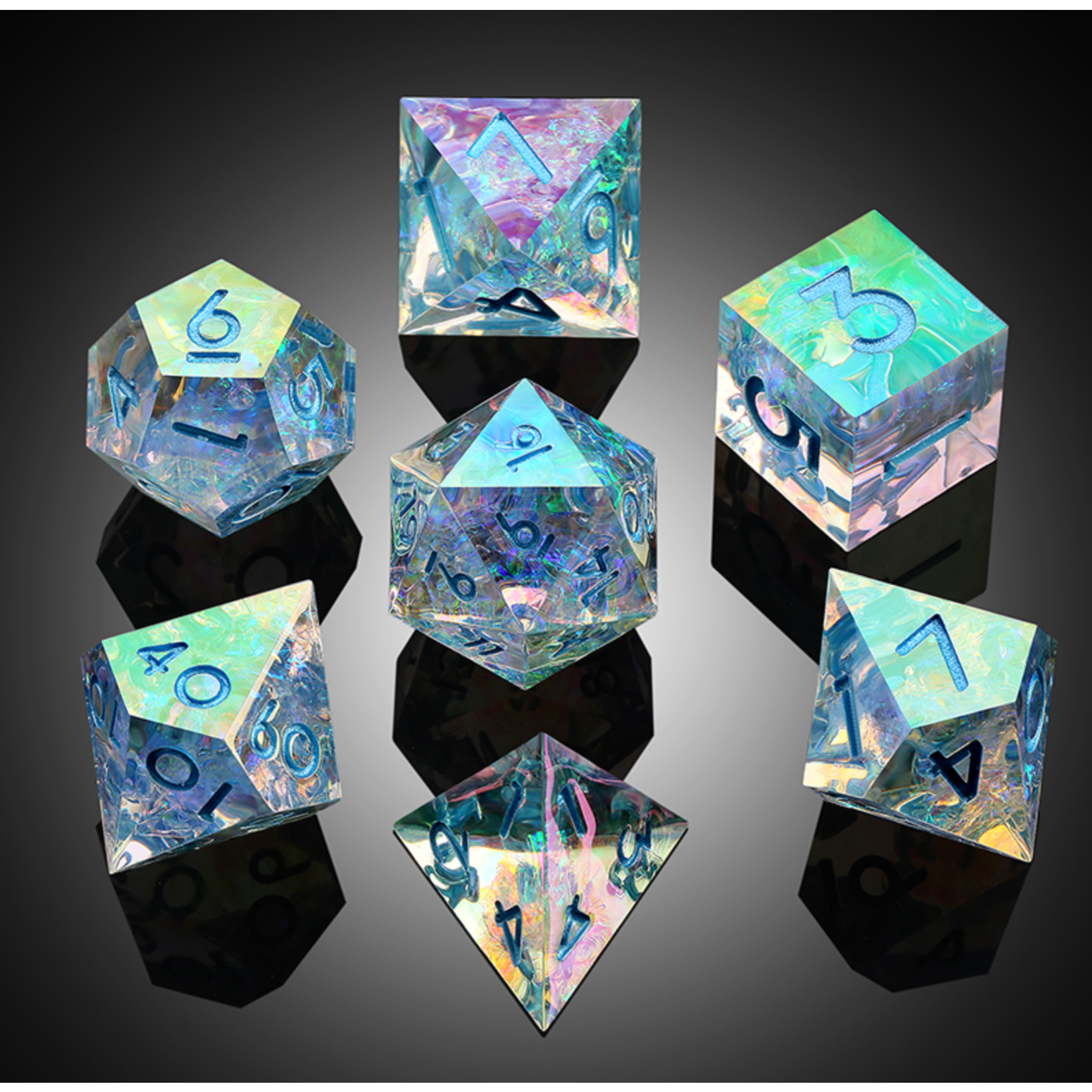 GTH Sharp Edge Dice Set (7pc) Chromatic (Quartz)