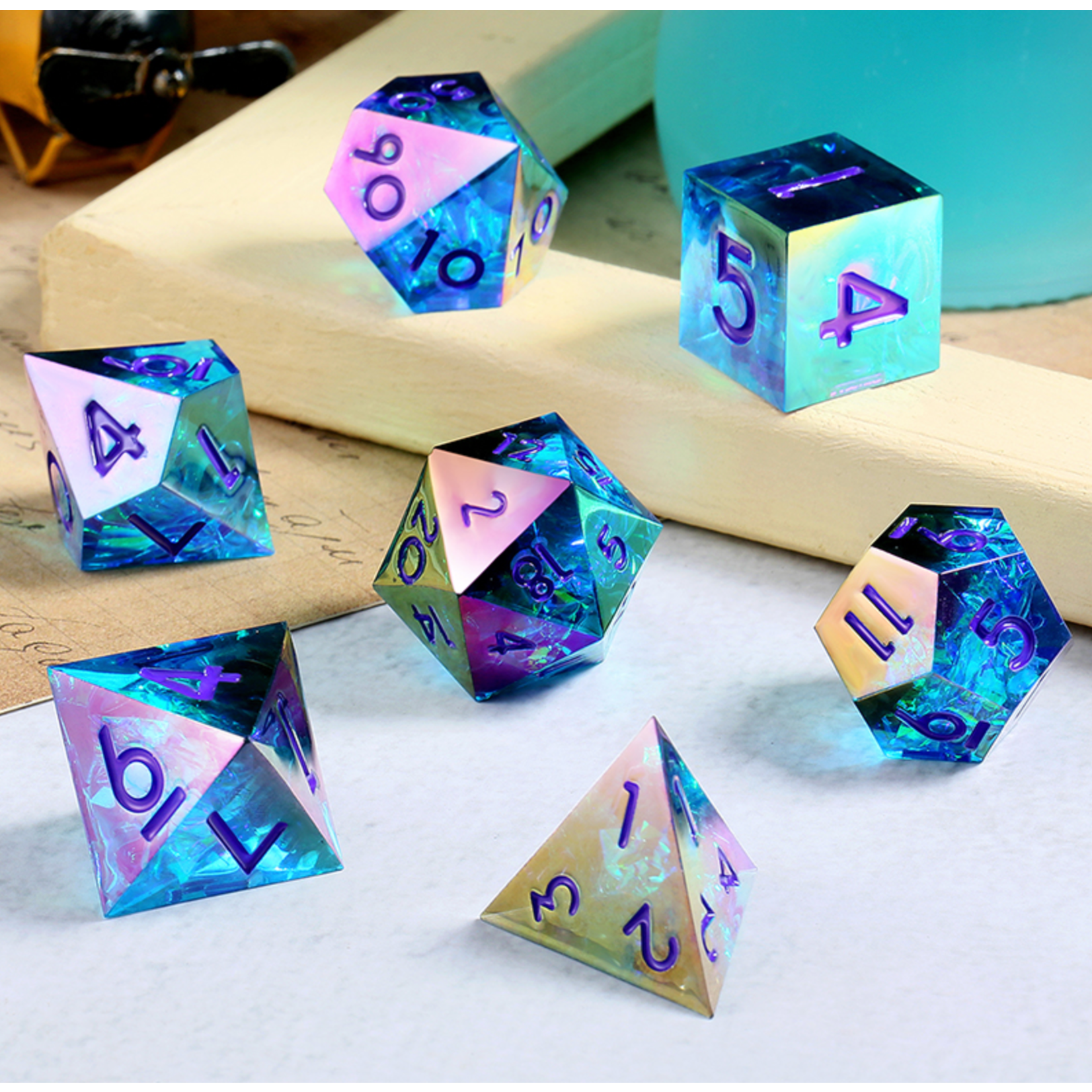 GTH Sharp Edge Dice Set (7pc) Chromatic (Abyss)
