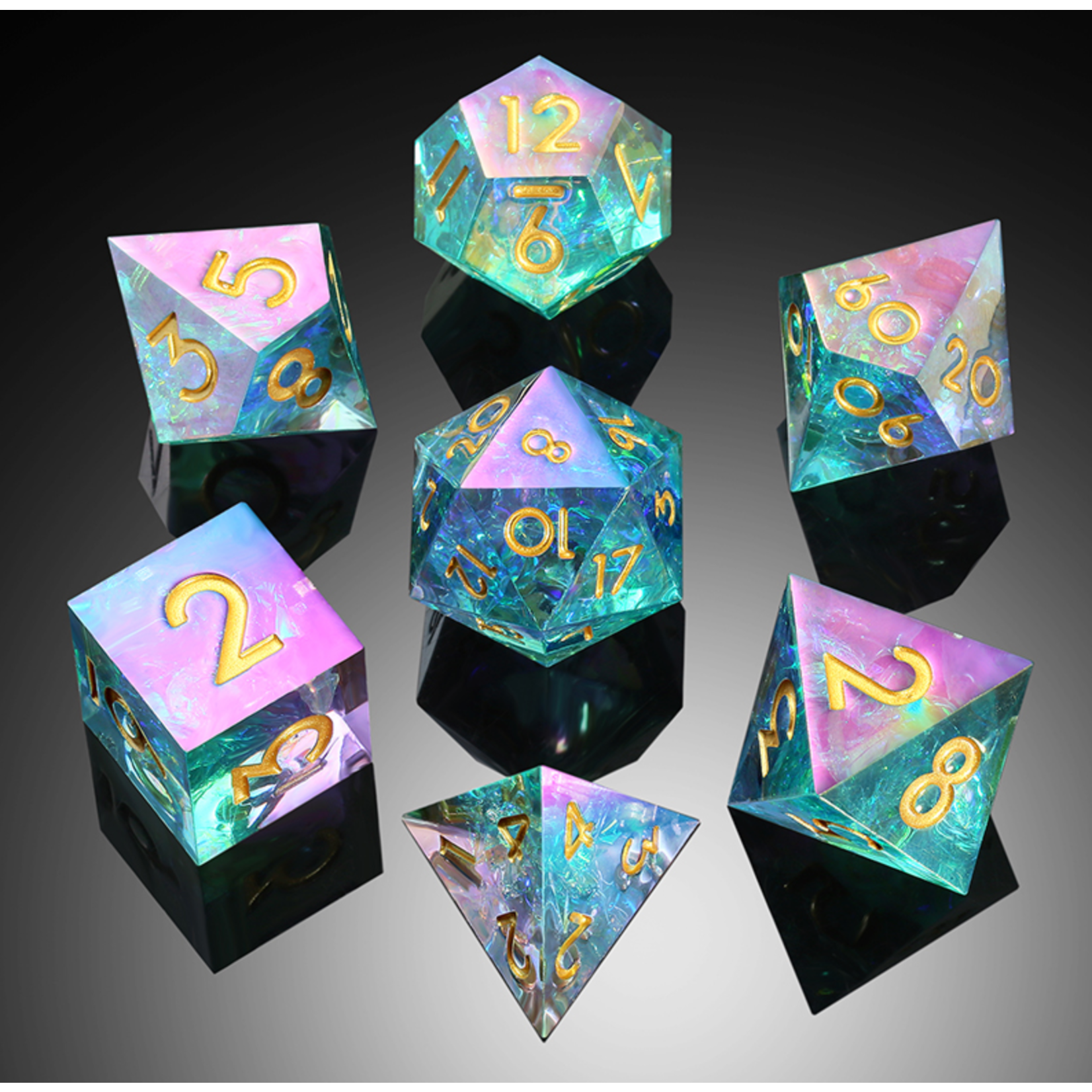 GTH Sharp Edge Dice Set (7pc) Chromatic (Opal)