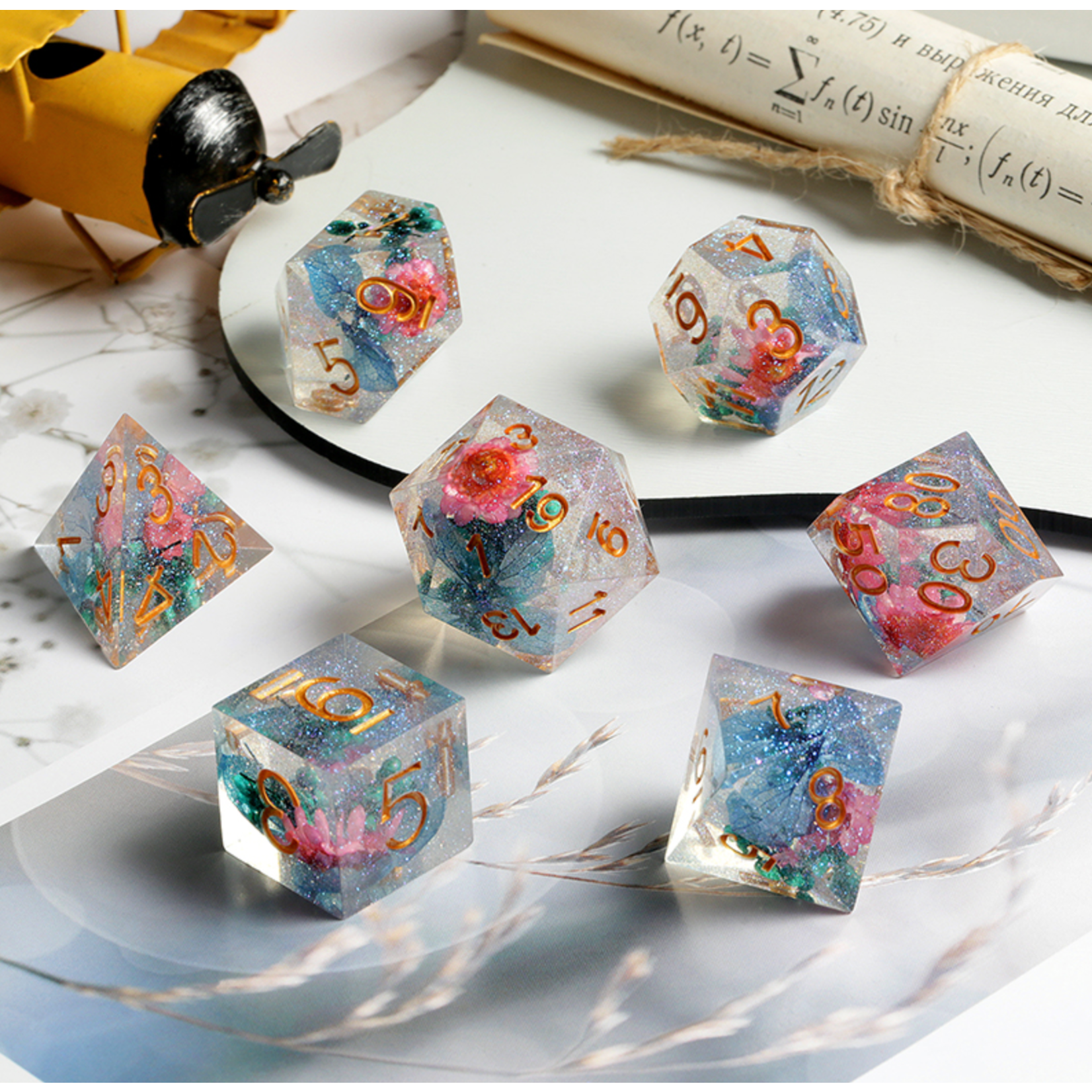 GTH Sharp Edge Dice Set (7pc) Winter Solstice