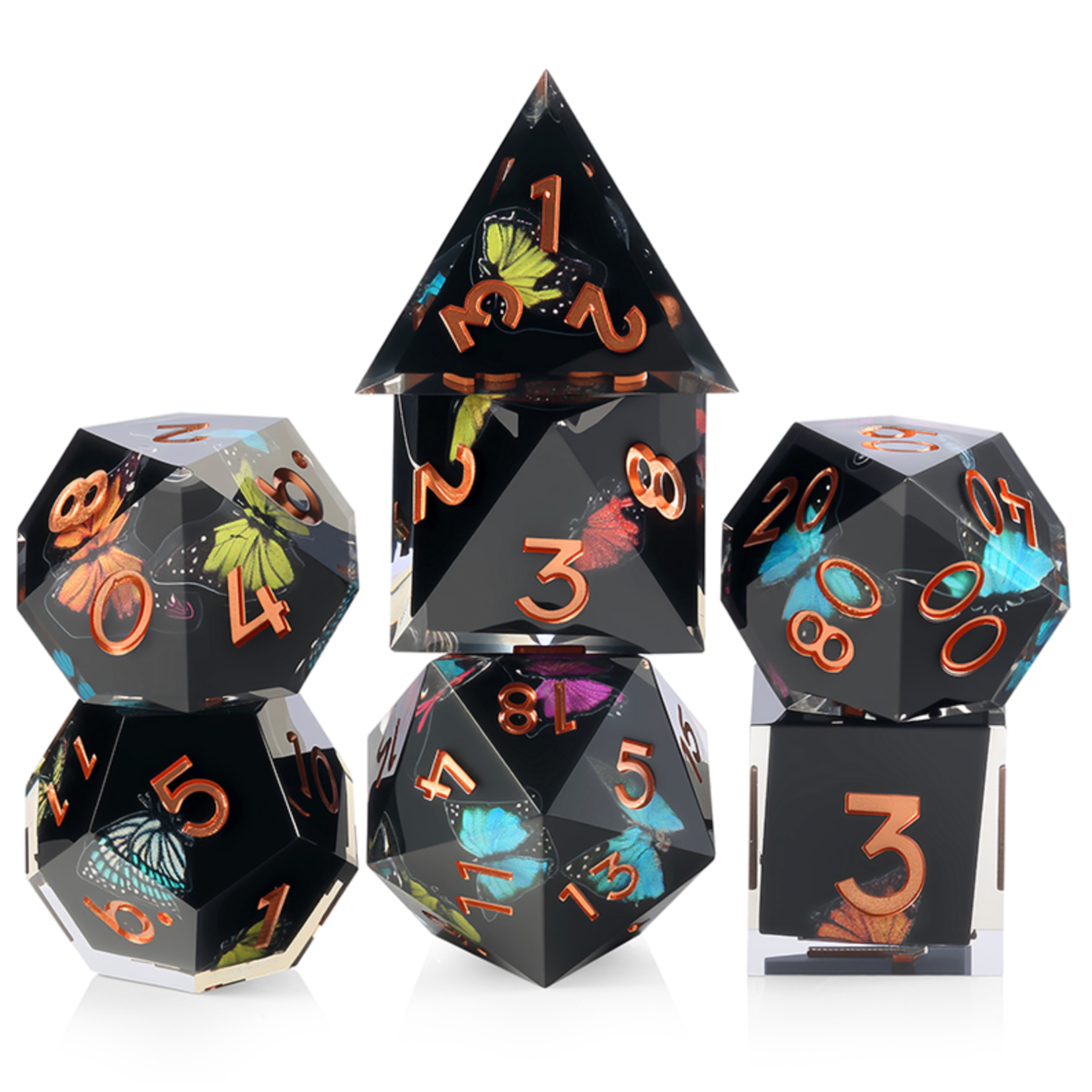 GTH Sharp Edge Dice Set (7pc) Butterfly
