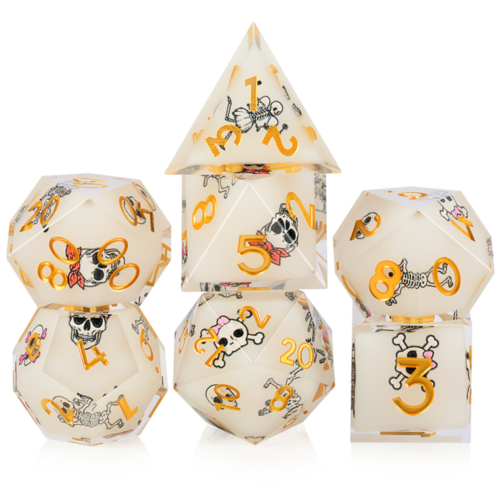 GTH Sharp Edge Dice Set (7pc) Bones (White)