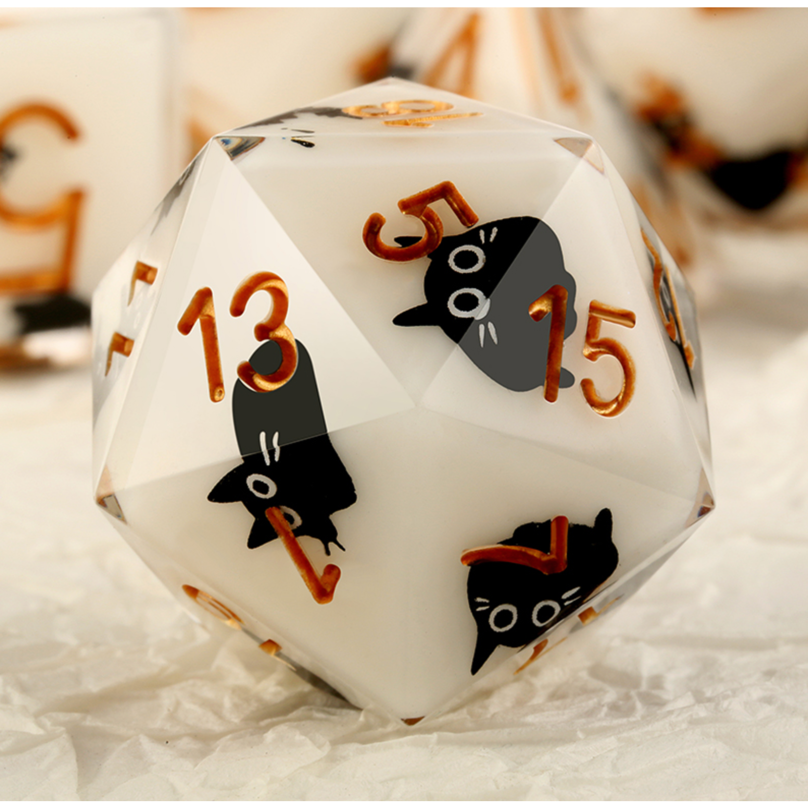 GTH Sharp Edge Dice Set (7pc) Playful Kitty
