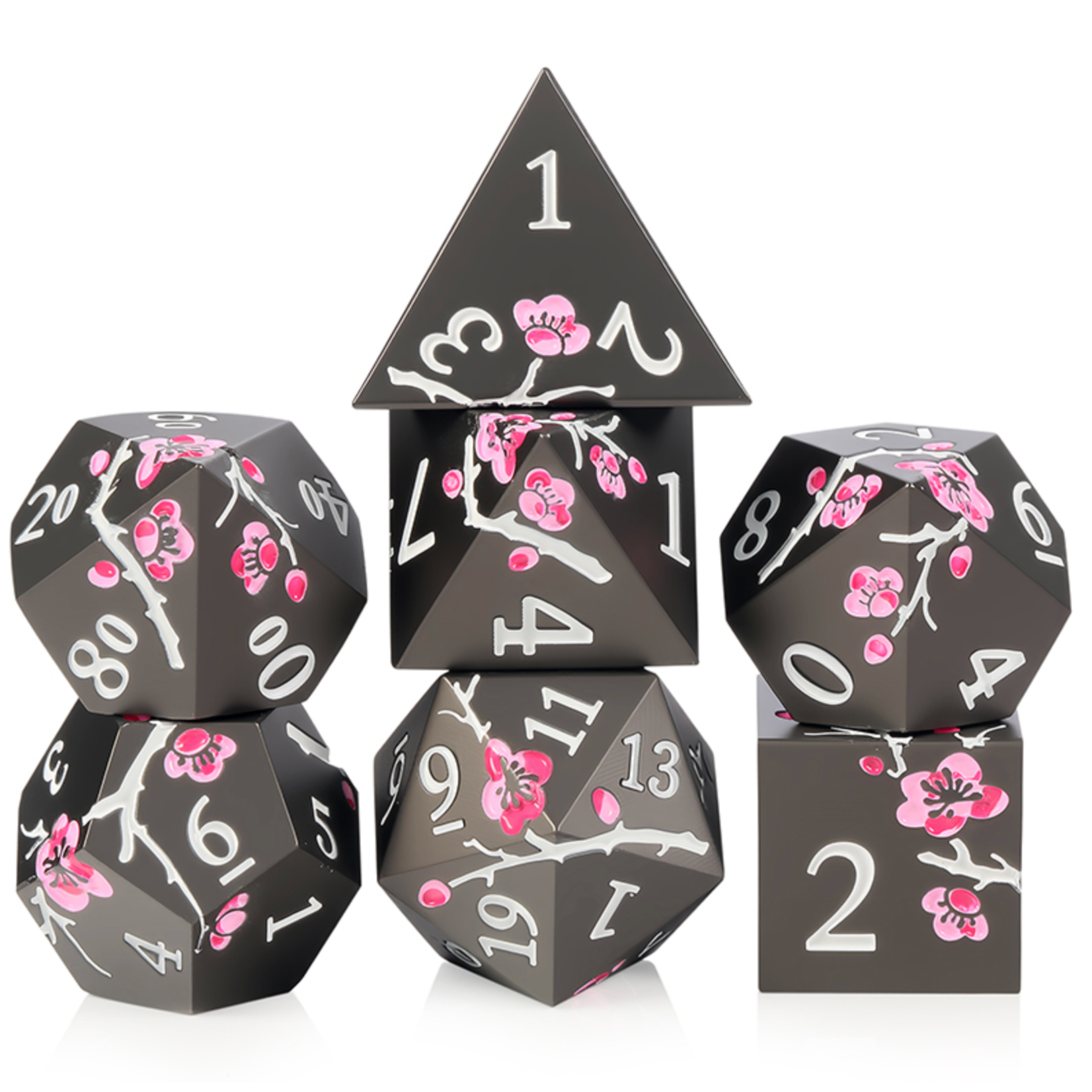 GTH Metal & Enamel Dice Set (7pc) Sakura (Night Blossom)
