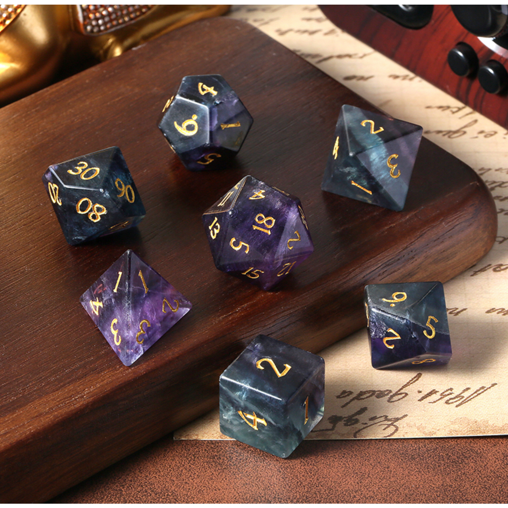 GTH Gemstone Dice Set (7pcs) Fluorite (Natural)