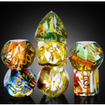 GTH Faceted Glass Dice Set (7pcs) Peridot