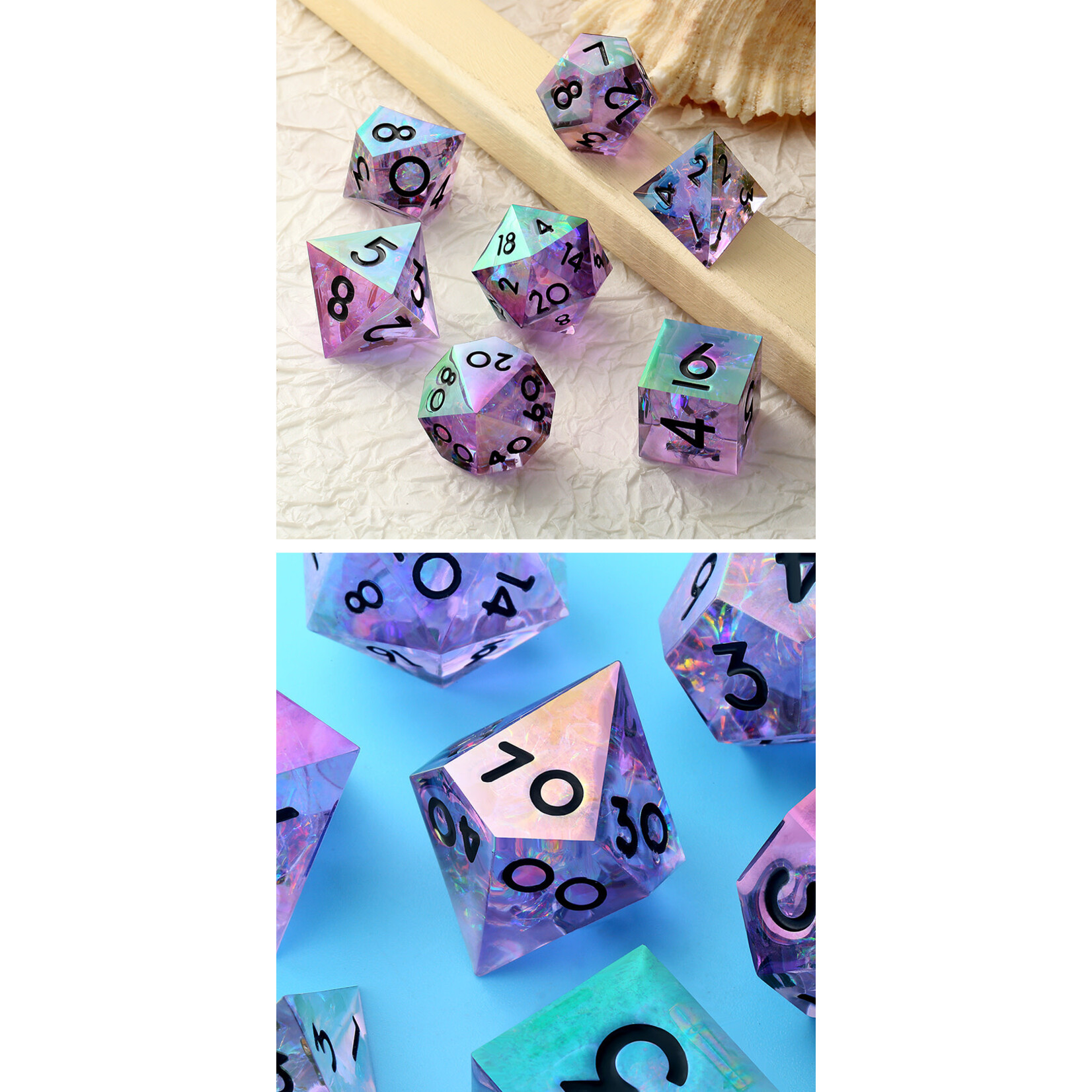 GTH Sharp Edge Dice Set (7pc) Chromatic (Midnight)
