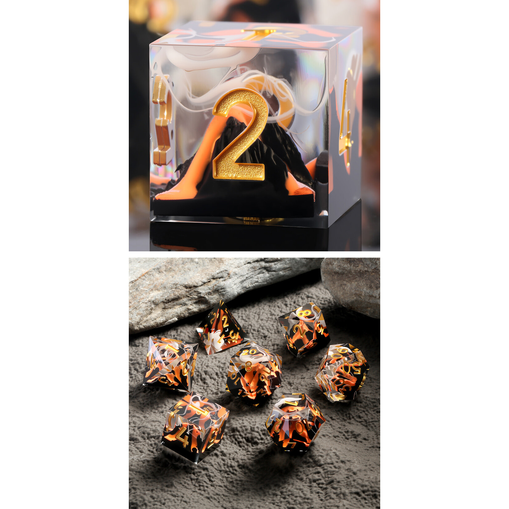 GTH Sharp Edge Dice Set (7pc) Volcano