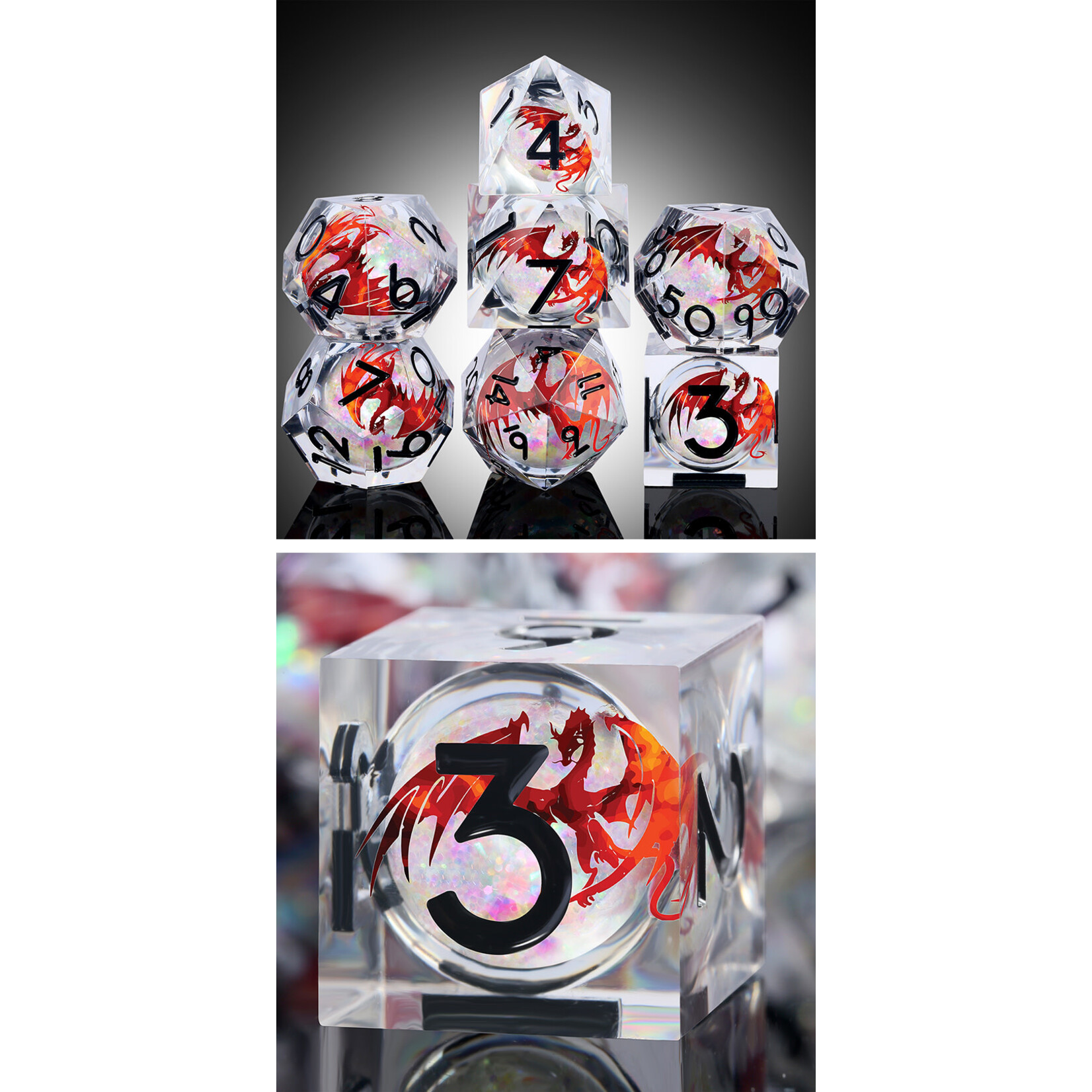 GTH Liquid Core Dice Set (7pcs) - Dragon (Ember)