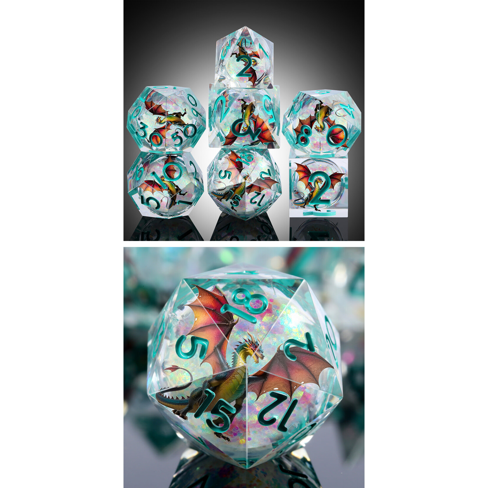 GTH Liquid Core Dice Set (7pcs) - Dragon (Drakon)