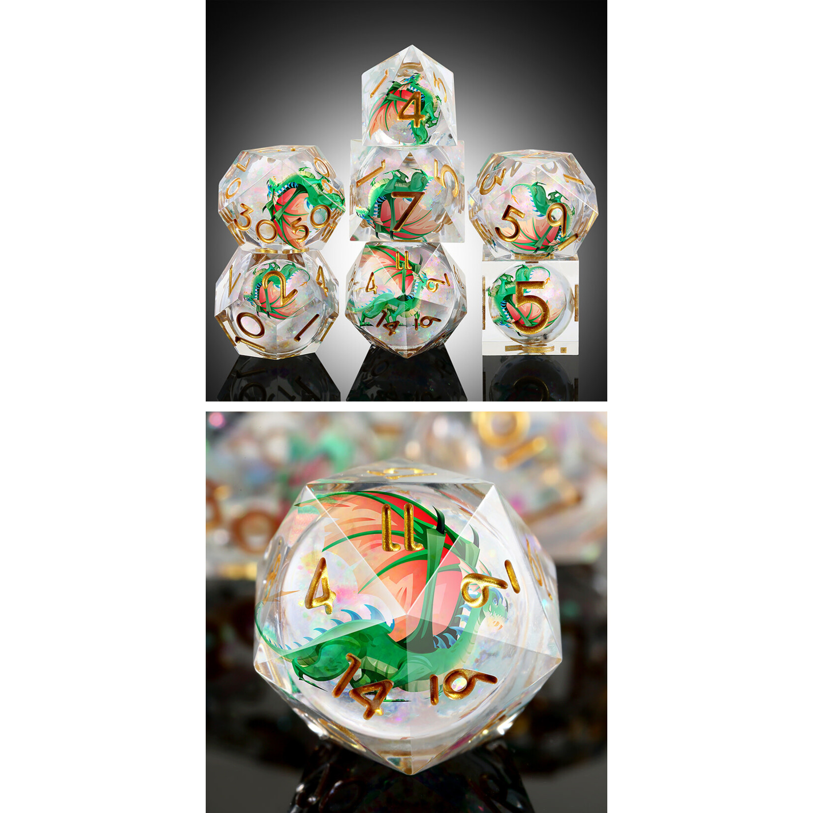 GTH Liquid Core Dice Set (7pcs) - Dragon (Percy)