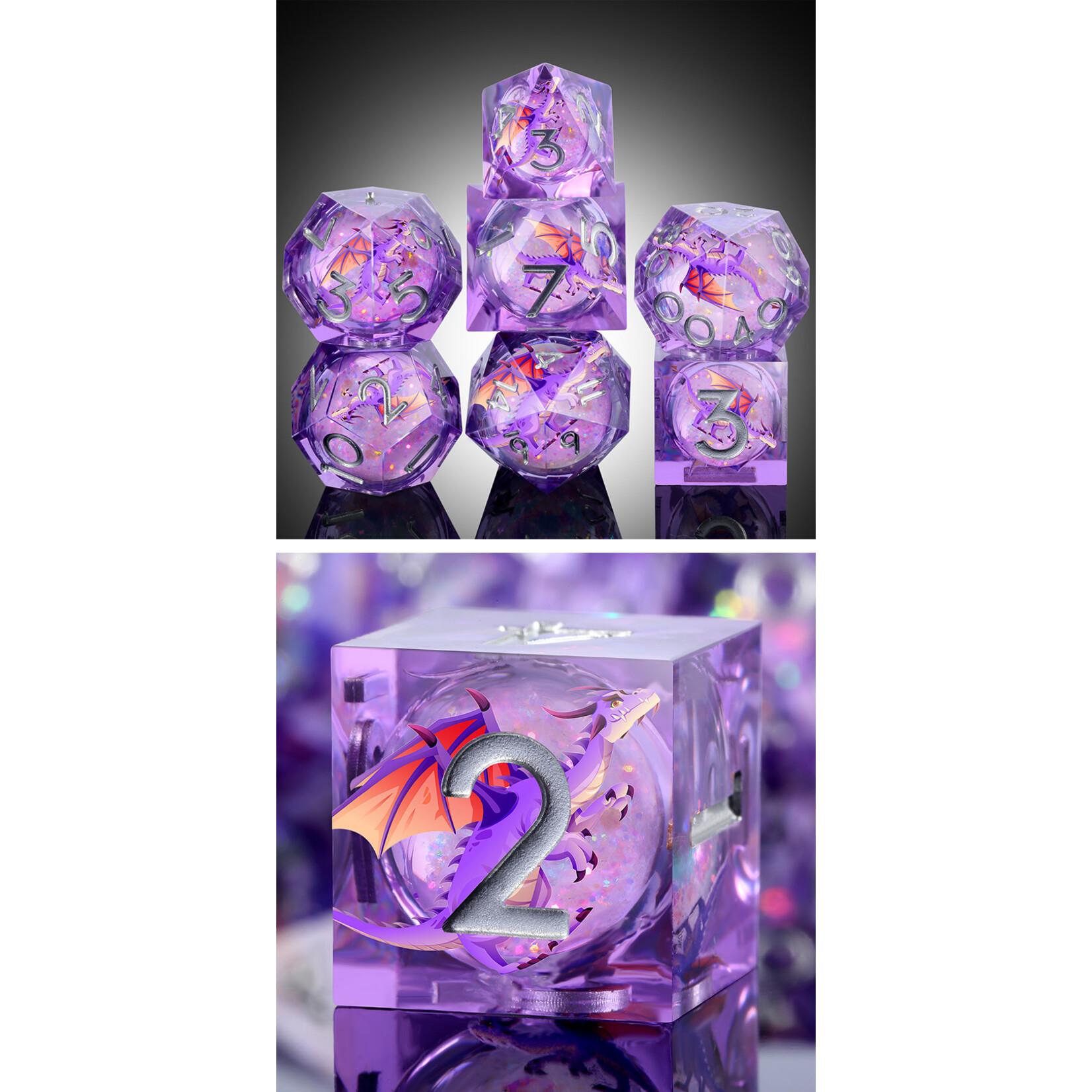 GTH Liquid Core Dice Set (7pcs) - Dragon (Luna)